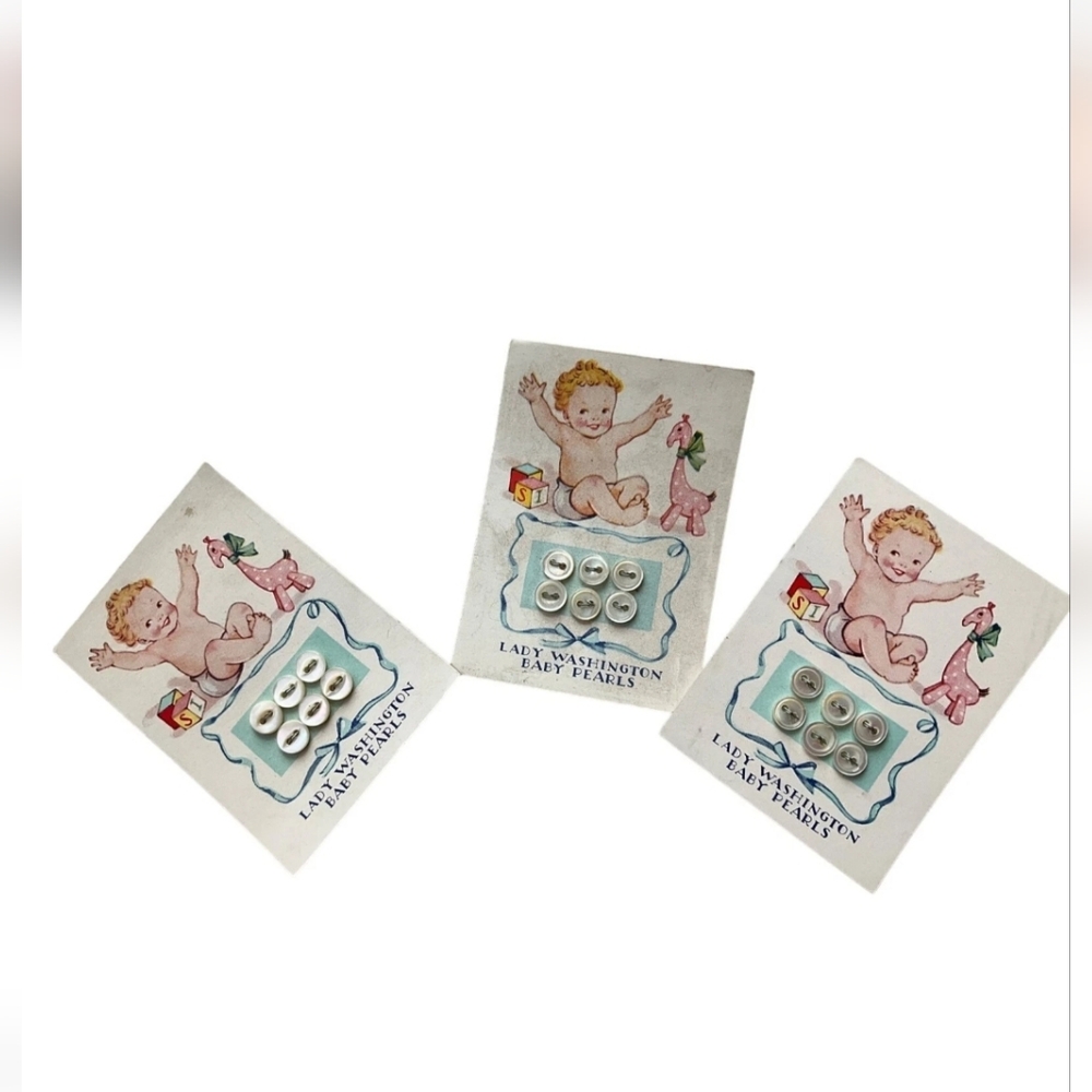 New Old Stock VTG 1940's Lady Washington Baby Pearls Buttons Lot of 18 Made USA